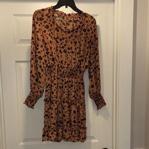 Floral Print Brown Dress